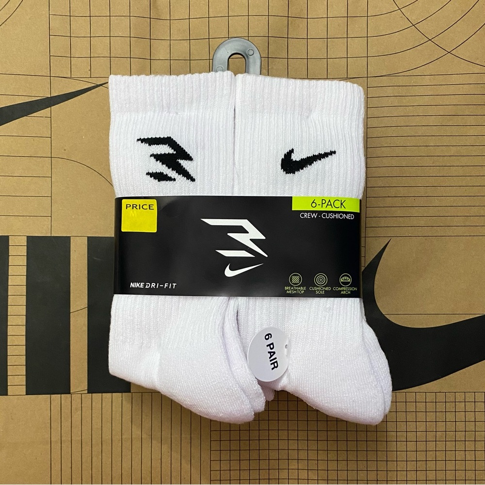 Nike DRI-FIT 3BRAND Performance Training Cushioned crew Socks 6 Pair Pack
